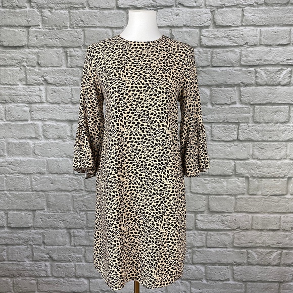 H&M Cheetah Print Ruffle Sleeve Shift Dress - Picture 1 of 5